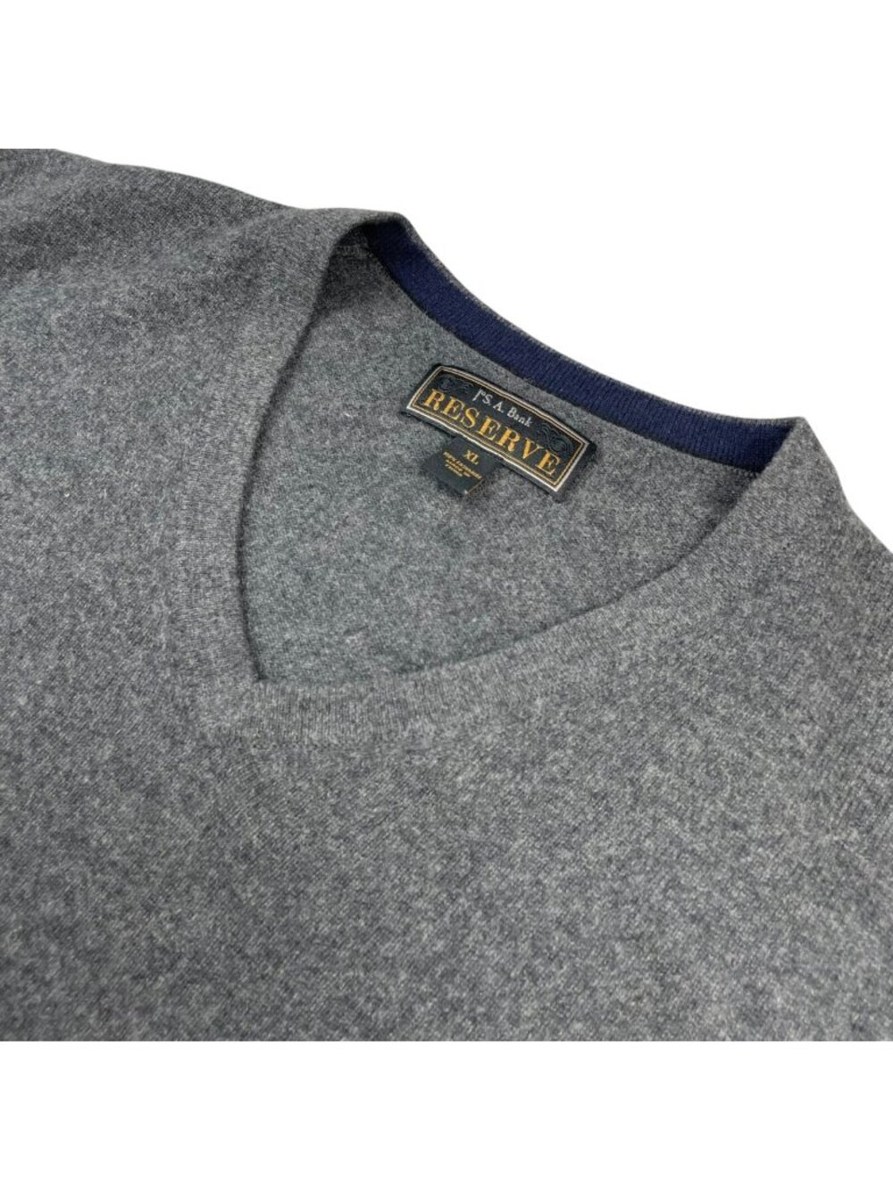 Jos A Bank Men’s 100% Cashmere V-Neck Pullover Sweater Gray • XL
